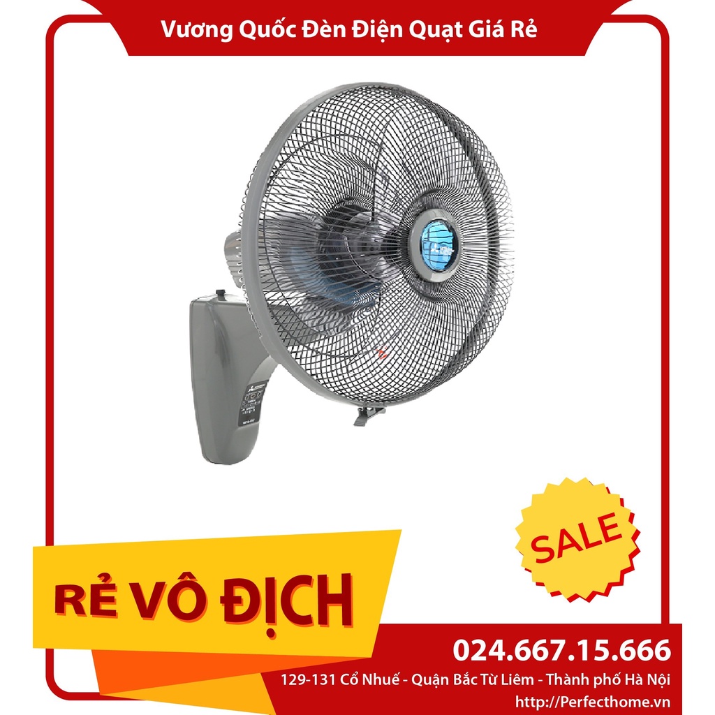 Quạt treo tường Mitsubishi W16-RV CY-GY màu ghi đậm, điều khiển từ xa, Nhập khẩu: Thái Lan