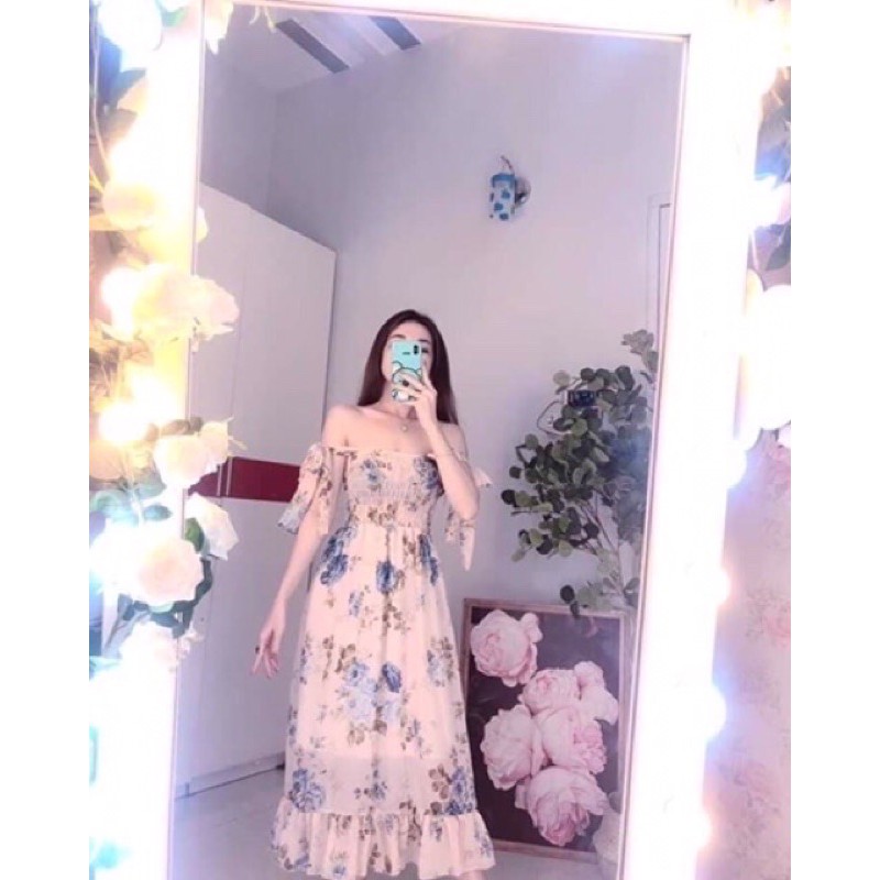 váy Maxi hai dây cột nơ mặc được 2 kiểu vintage, đầm maxi hai dây freesize - Ái Nhi | BigBuy360 - bigbuy360.vn