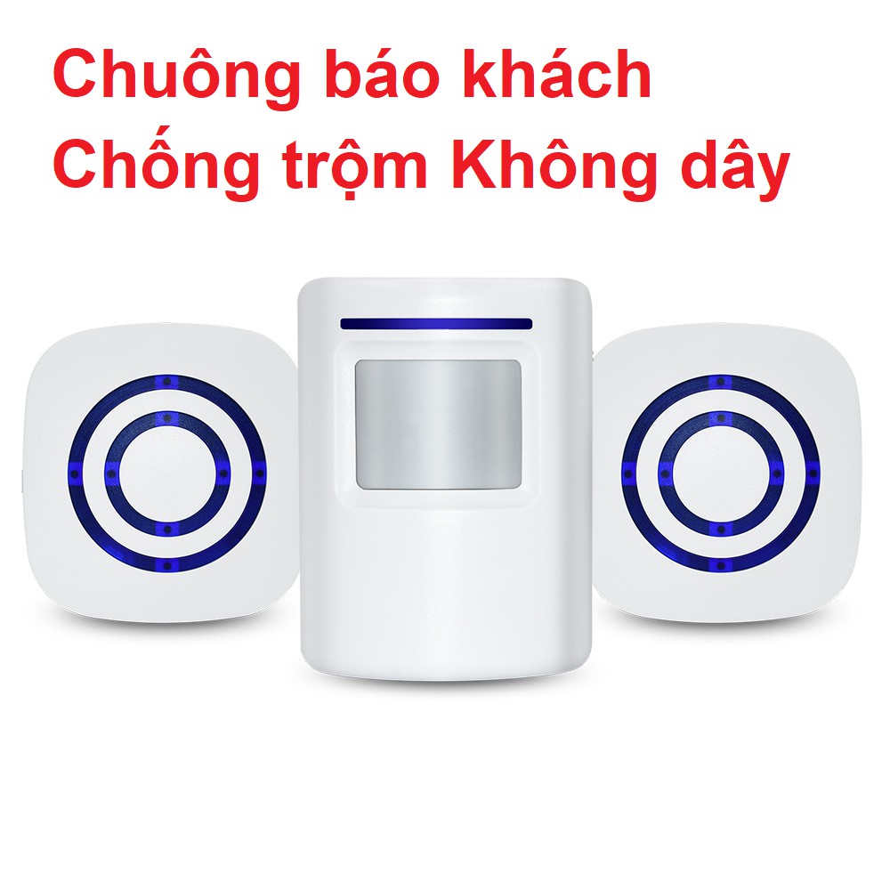 Chuông báo khách kết hợp báo trộm không dây thông minh 38 kiểu chuông YF0256, Cảm biến chống trộm hồng ngoại BH 1 tháng