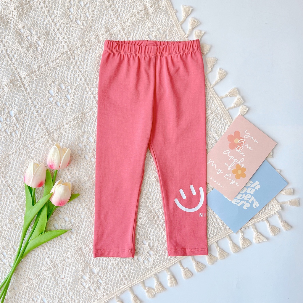 Quần Legging Smile Bé Gái vải Cotton Borip Cao Cấp Cho Bé Gái 6-20kg