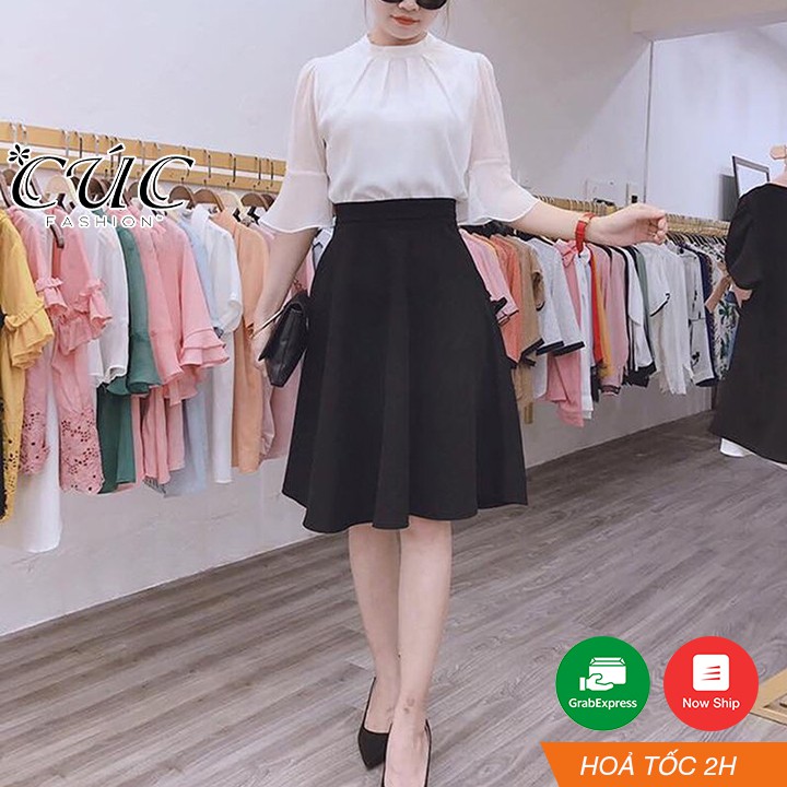 Chân váy đầm xòe nữ công sở Cúc Fashion CV44 đầm váy xòe túi