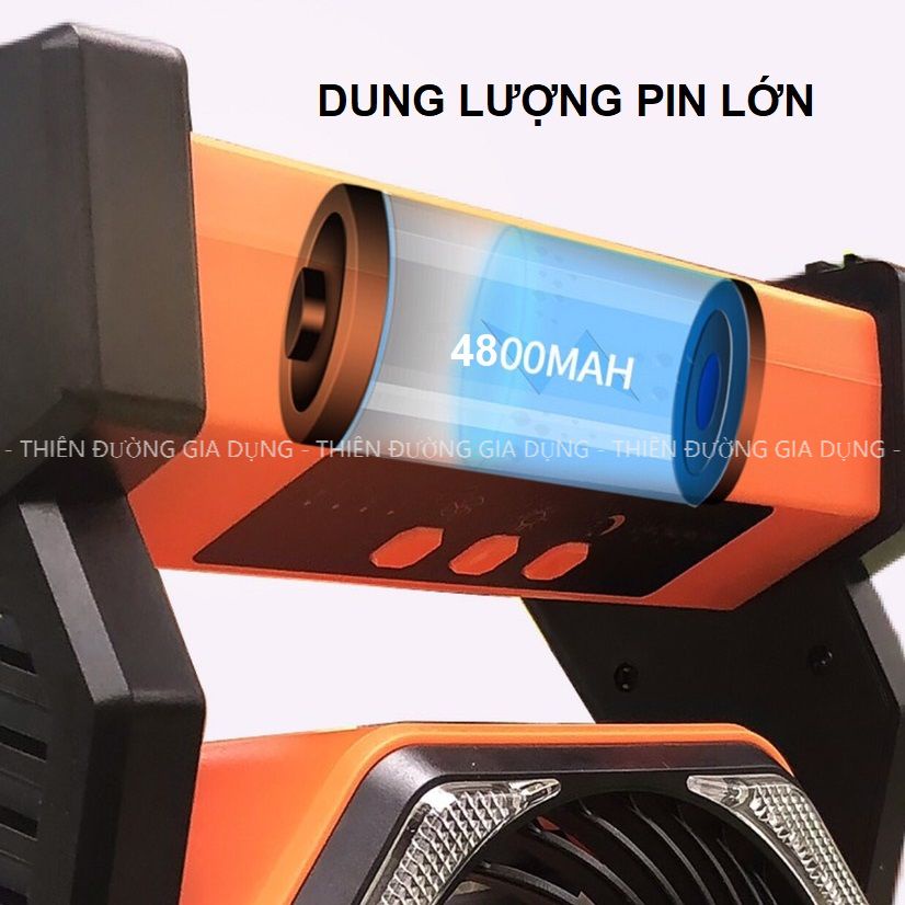 Quạt tích điện để bàn  4800mAh quạt sạc tích điện mini đa năng, treo tường, an toàn cho trẻ nhỏ