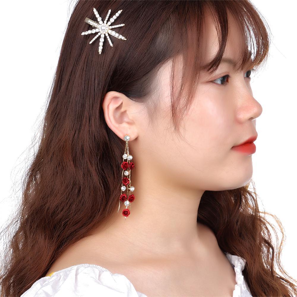 Bông Tai Dáng Dài Phối Tua Rua Lấp Lánh Thời Trang Dự Tiệc Cưới Cho Nữ