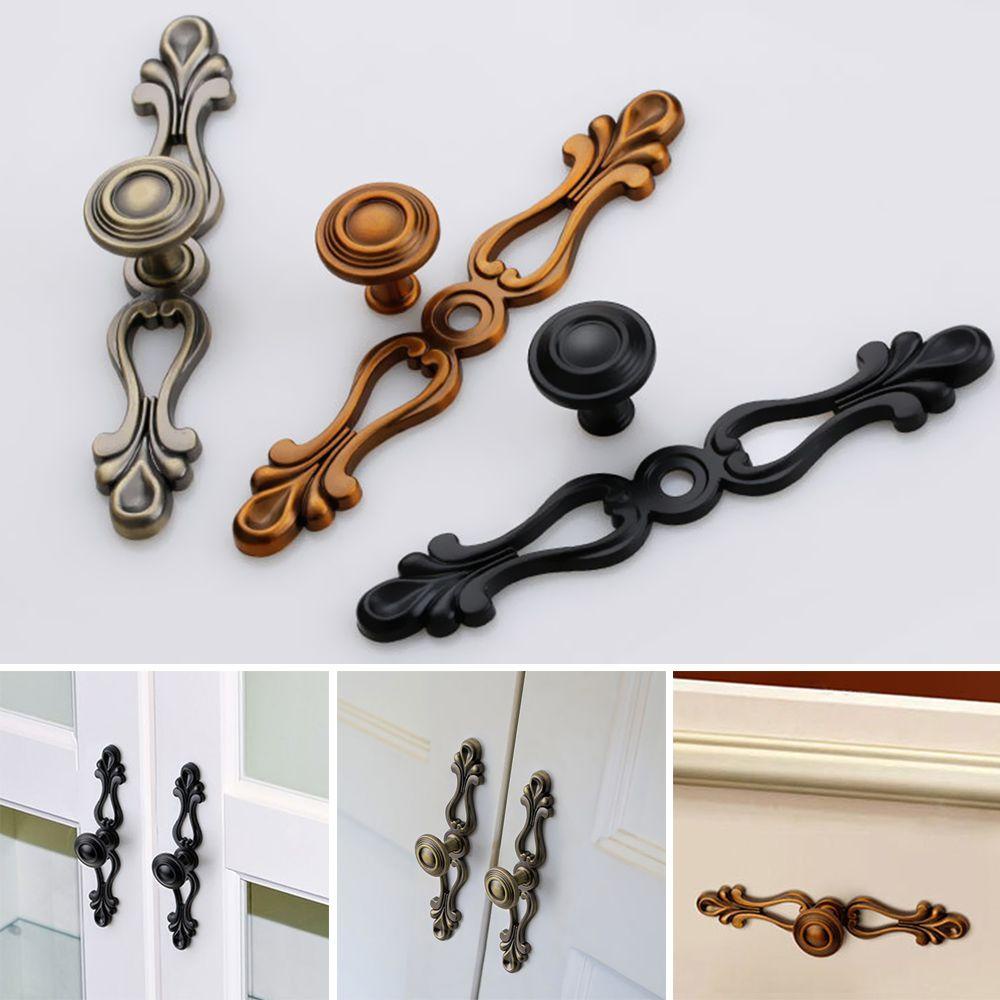 KUNHEV Bộ 2 Tay Nắm Cửa Tủ Bằng Hợp Kim Kẽm Phong Cách Cổ Điển