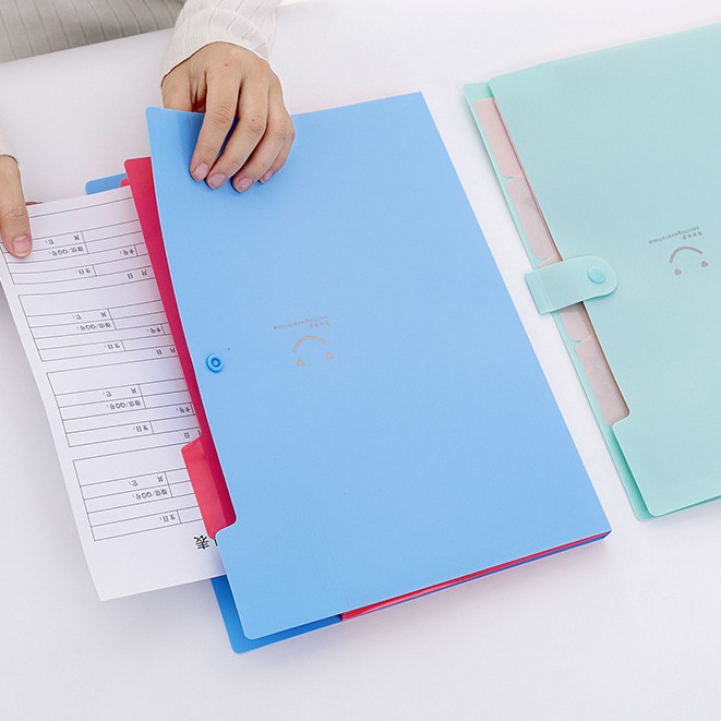 Bìa đựng hồ sơ khổ A4 chia 5 ngăn trang trí họa tiết mặt cười dễ thương | BigBuy360 - bigbuy360.vn