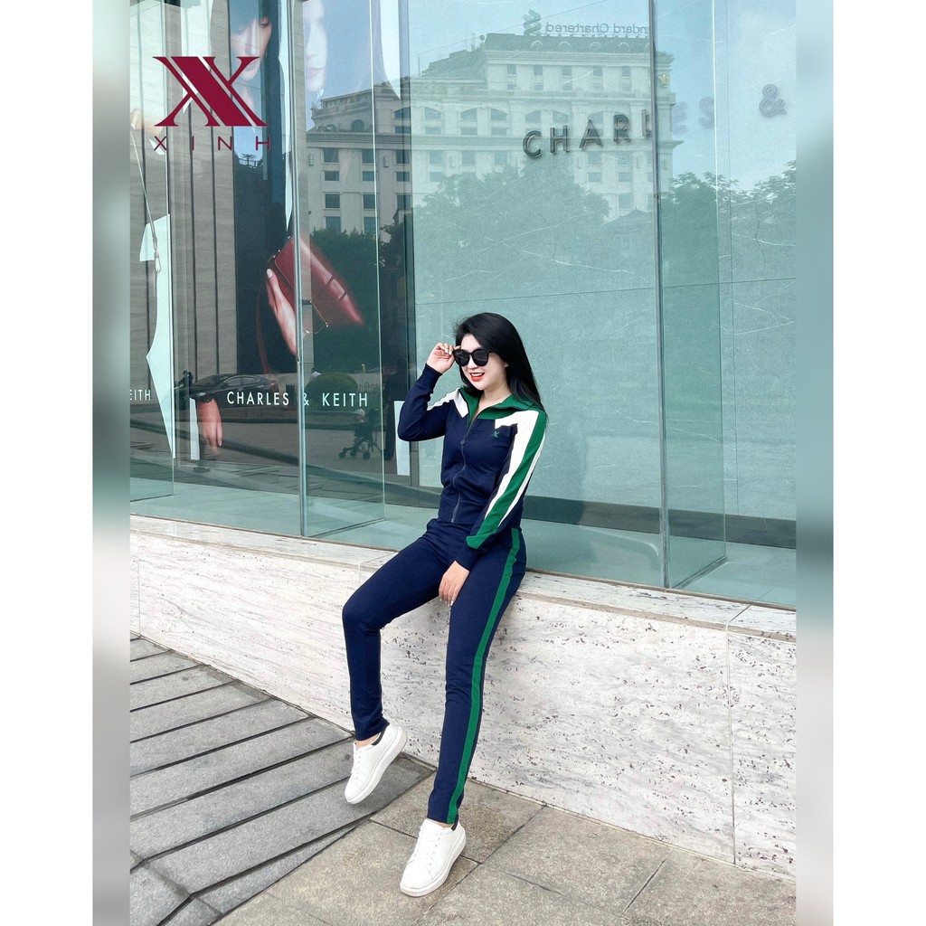 Bộ thể thao kéo séc cotton da cá Xinh Fashion Home Wear X495