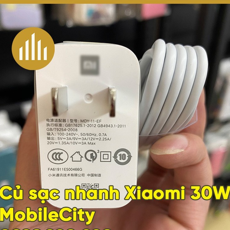 Củ sạc nhanh Xiaomi 30W (Xiaomi K30i, K30 5G, Mi 10, Black Shark 3) MDY-11-EF