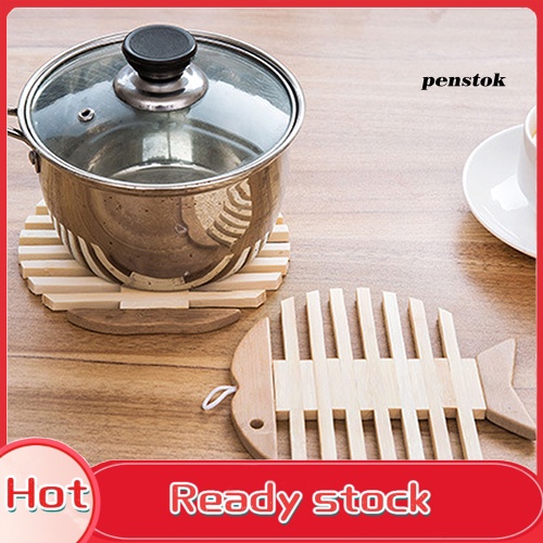 Đế Lót Nồi Bằng Gỗ Tre Cách Nhiệt Hình Cá Trái Cây