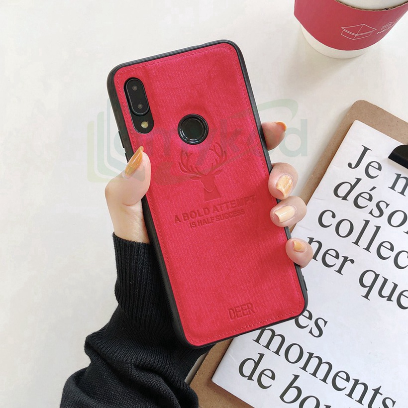 Ốp điện thoại bọc vải họa tiết hươu dành cho Xiaomi Redmi 9 9C 9A Note 8 7 6 5 Pro K20 Mi 9T
