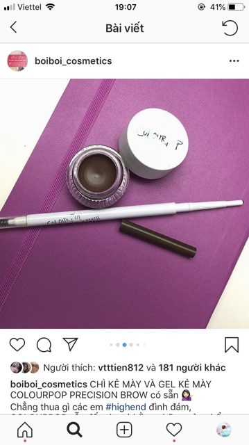 (LUÔN HỎI KHO TRƯỚC KHI ĐẶT) GEL KẺ MÀY COLOURPOP (KHÔNG KÈM CỌ) | BigBuy360 - bigbuy360.vn