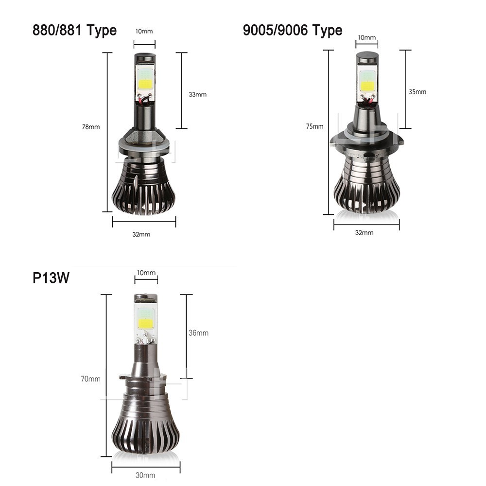 Set 2 Bóng Đèn Led Cob 880 881 H27 Nhiều Màu Sắc