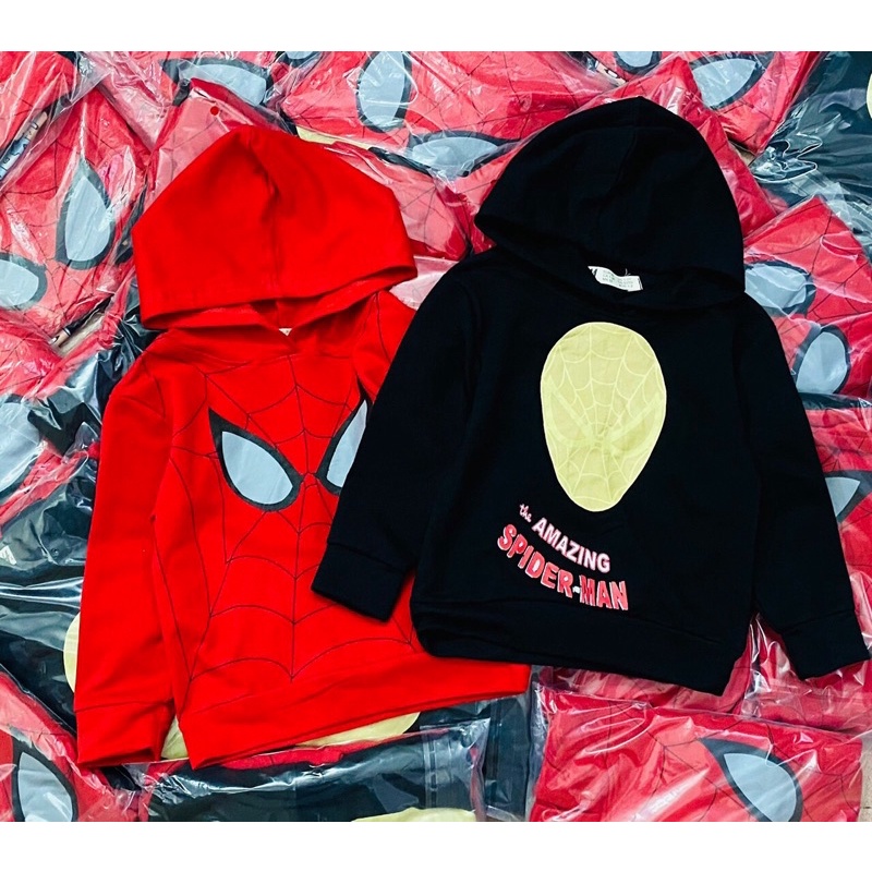 Set 2 áo nỉ da cá hoodie có mũ hình siêu nhân, người nhện HM cho bé trai xuất dư