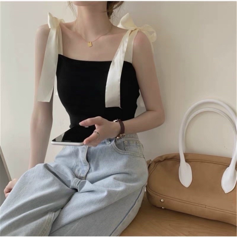 Áo Hai Dây Nơ Vai m009