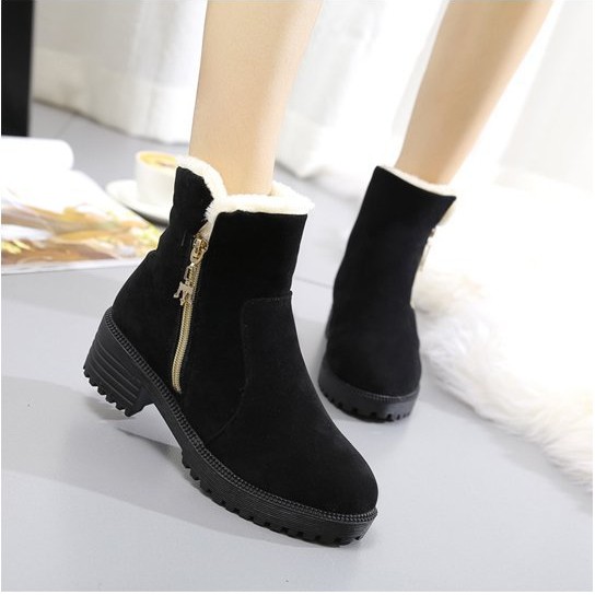 Boots lông khóa kéo