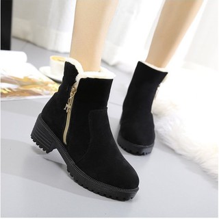 Boots lông khóa kéo