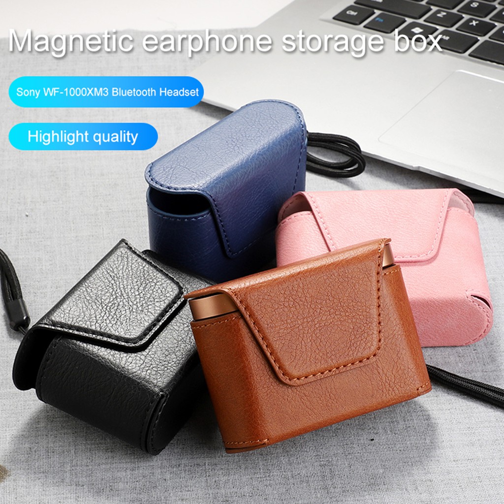 Bao Case Da cho Sony WF-1000XM3 Luxury Tặng Kèm 1 Móc Khóa Dây da