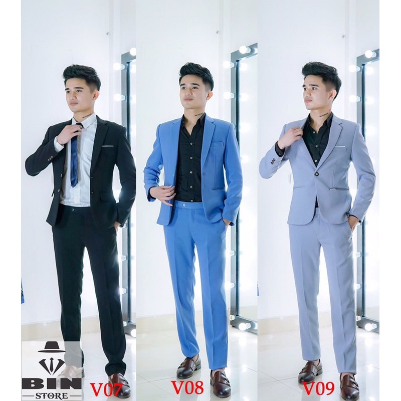 [XẢ KHO VEST] bộ vest, bộ suit, comle nam, áo vest nam, vest chú rể màu xanh dương nhạt chất vải đẹp, k nhăn, k xù