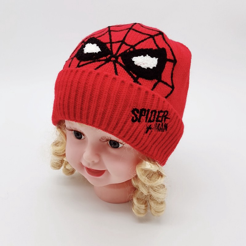 Nón Beanie đan len co giãn họa tiết spiderman sành điệu cho bé trai và gái