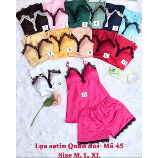 Set bộ ngủ lụa satin có mút ngực có size 40-65kg