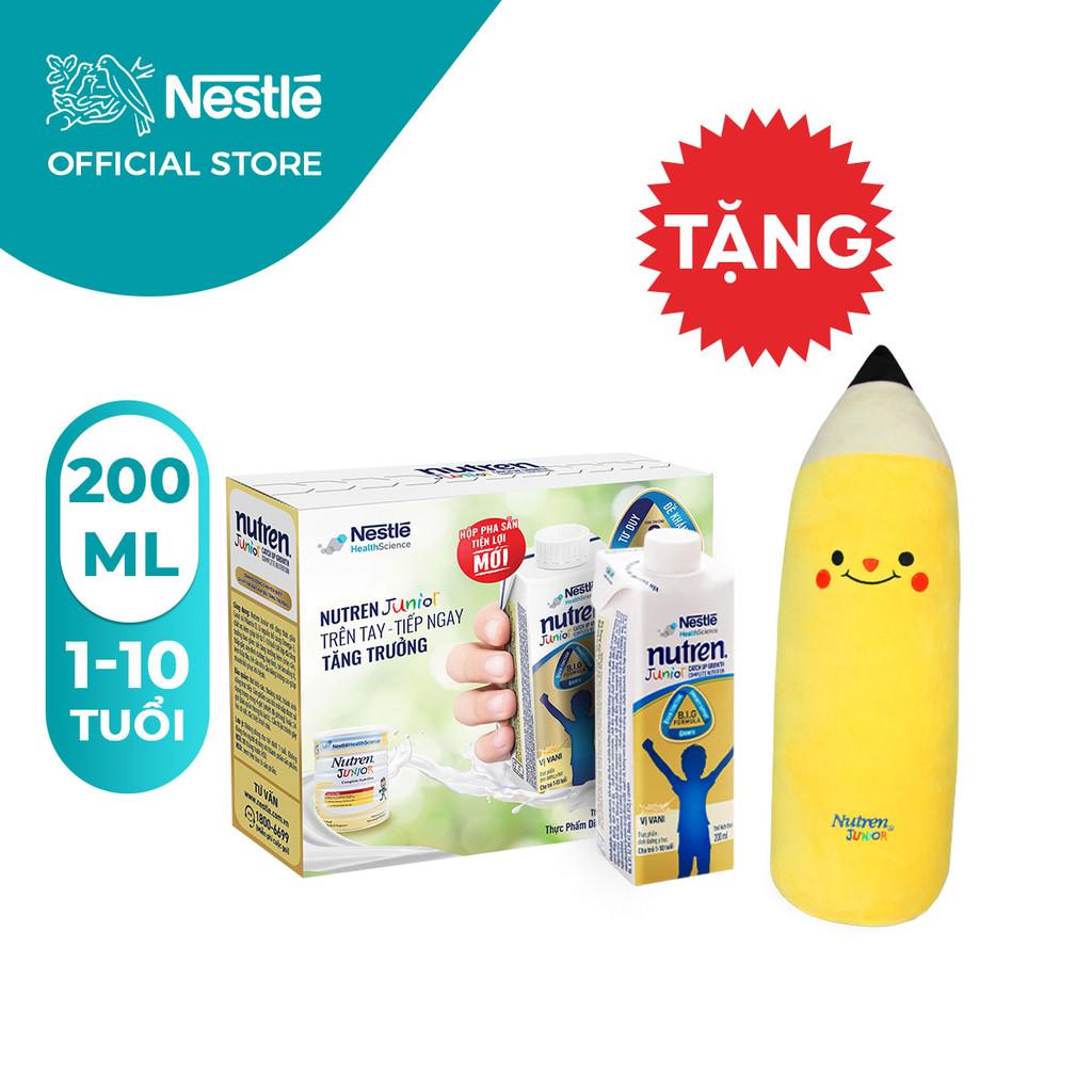 [Tặng 01 Gối Ôm Bút Chì] 4 Lốc Sữa Dinh Dưỡng NUTREN JUNIOR - Hộp Pha Sẵn Tiện Lợi - Lốc 3 Hộp - 200ml/Hộp