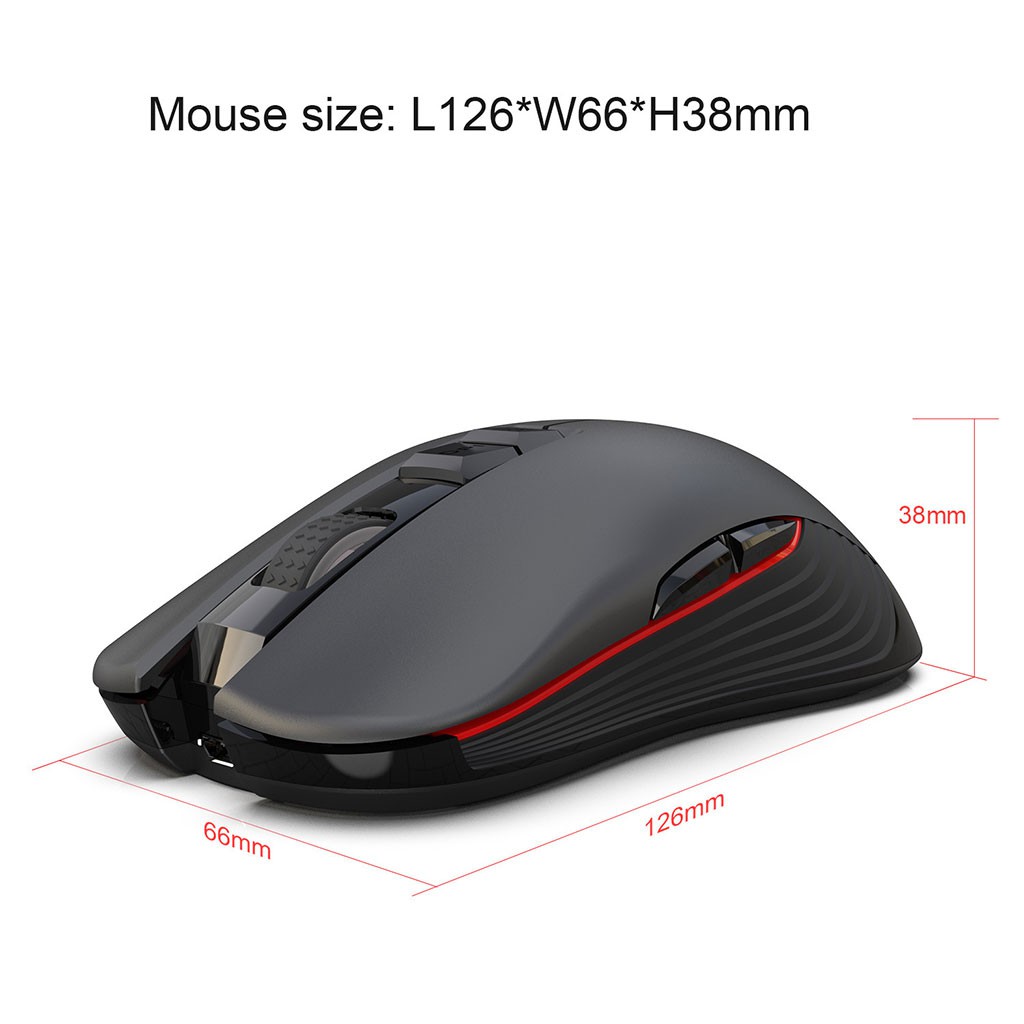 Chuột ko dây chơi game HXSJ T30 Wireless 2.4GHz DPI4800 điều chỉnh được cho laptop - Hàng Chính Hãng