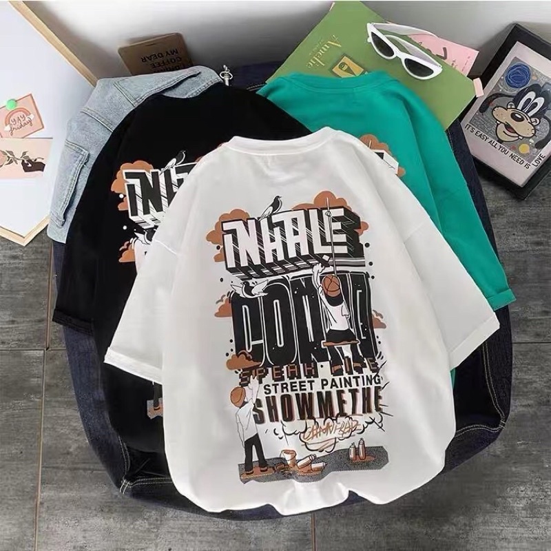 [ Rẻ vô địch] Áo thun cotton tay lỡ dáng rộng unisex - TNHTLE