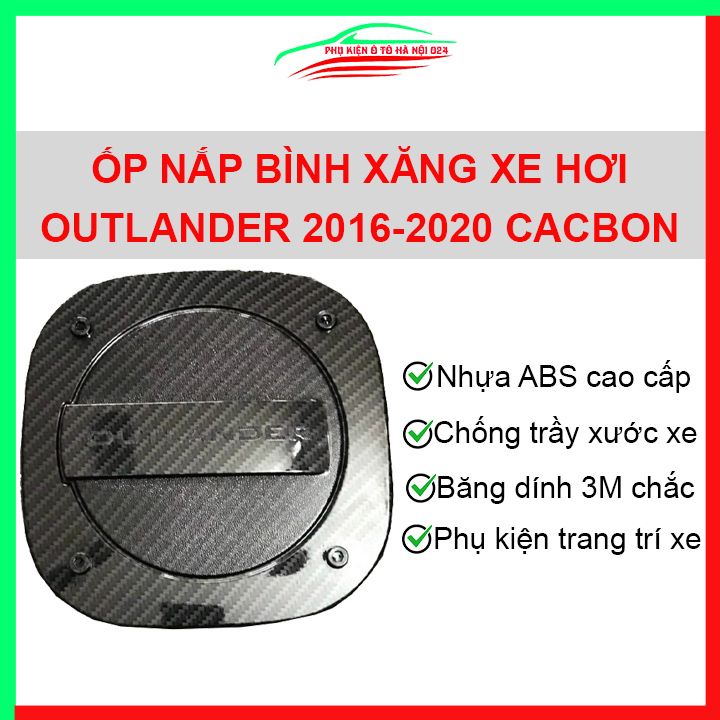 Ốp nắp xăng Outlander 2016 2017 2018 2019 2020 vân cacbon bảo vệ chống trầy trang trí ô tô