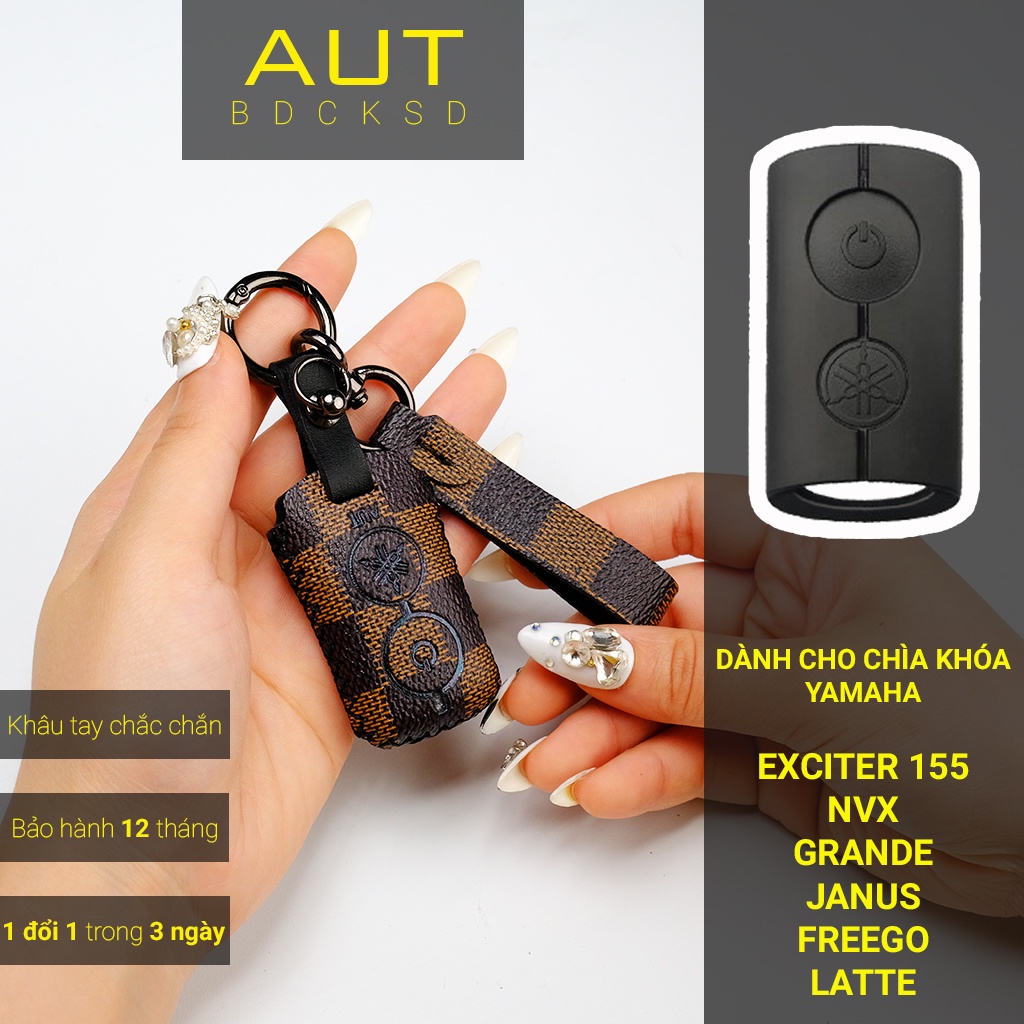 Bao da bảo vệ chìa khoá xe Yamaha Janus Grande Nvx Exciter 155 LV khâu tay YAV AD có tay cầm mẫu mới