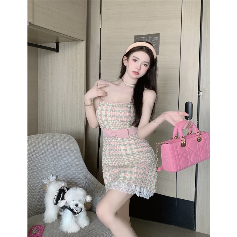 Áo Khoác Mùa Thu + Đầm Hai Dây Thắt Nơ Gợi Cảm Cho Nữ