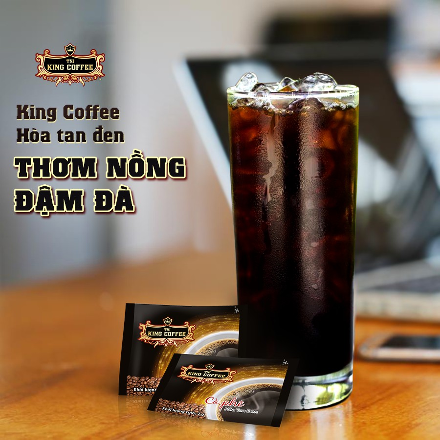 Cà phê hòa tan đen King Coffee 30g (Hộp 15 gói)