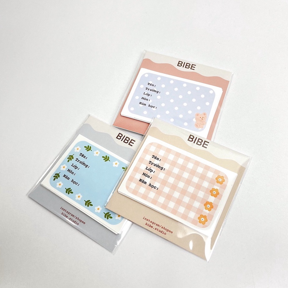 Bibe | Combo 10/20 Miếng Sticker Nhãn Vở Nhãn Tập Pastel | Hình Dán Trang Trí Sổ Planner, Bullet Journal