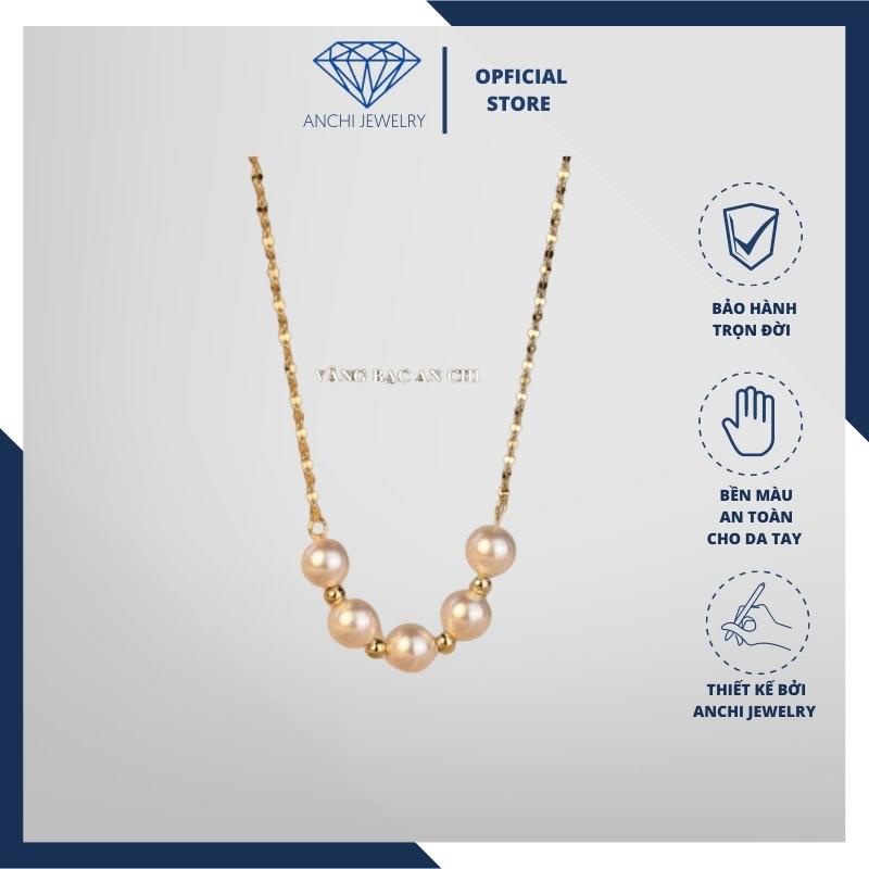 Dây chuyền hạt trai bạc ta - màu trắng ánh hồng ít vết sinh trưởng, Anchi jewelry