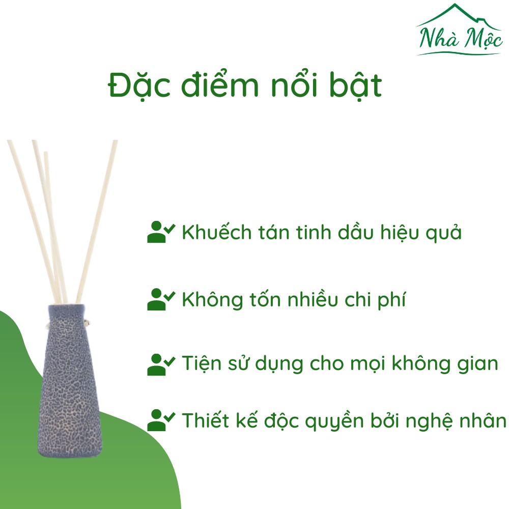 Lọ khuếch tán tinh dầu Nhà Mộc không dùng điện (kèm tinh dầu Nhà Mộc)