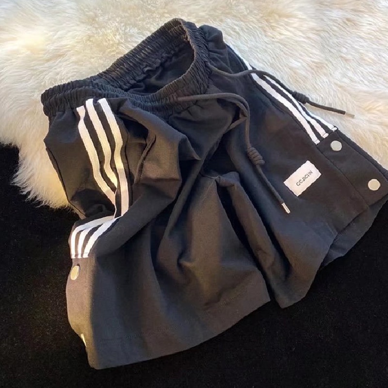 Quần Short Lưng Thun Ống Rộng Phối Sọc Bên Hông Phong Cách Hip Hop Đường Phố Hàn Quốc Cỡ M-3XL Cho Nam