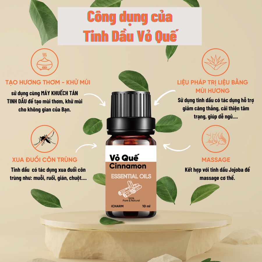 Tinh dầu xông phòng 10ml, đuổi muỗi - thơm phòng iCHARM - Có giấy kiểm định chất lượng