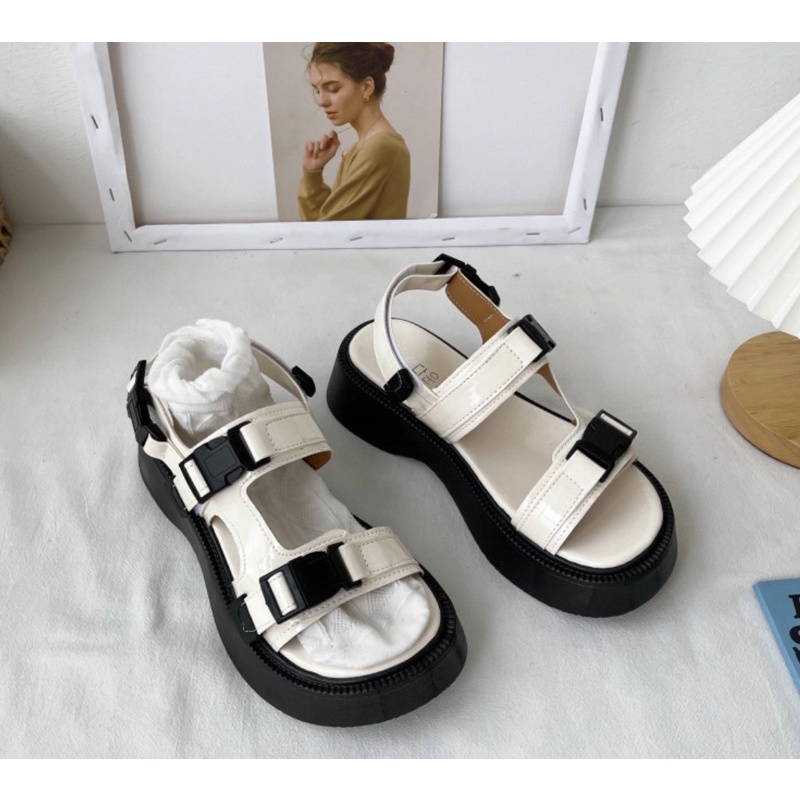 Sandal Ulzzang - Dép Quai Hậu 2 Quai đế cao chuẩn dáng Mang đi học shop Chuoi_Store