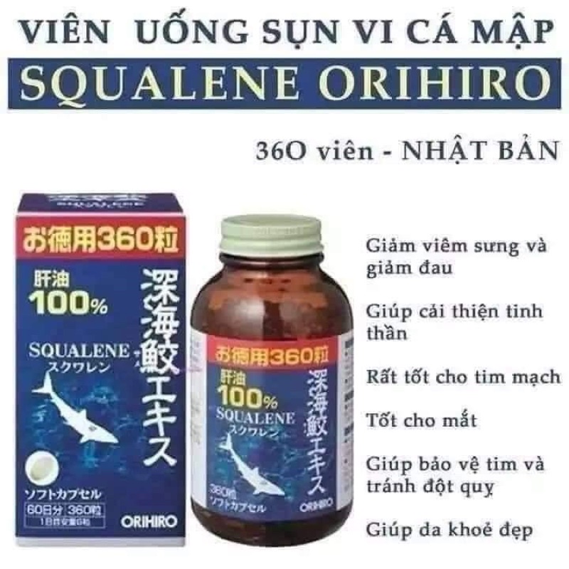 Sụn Vi Cá Mập Squalene Orihiro Nhật Bản 360 viên bổ mắt, xương khớp và tim mạch.