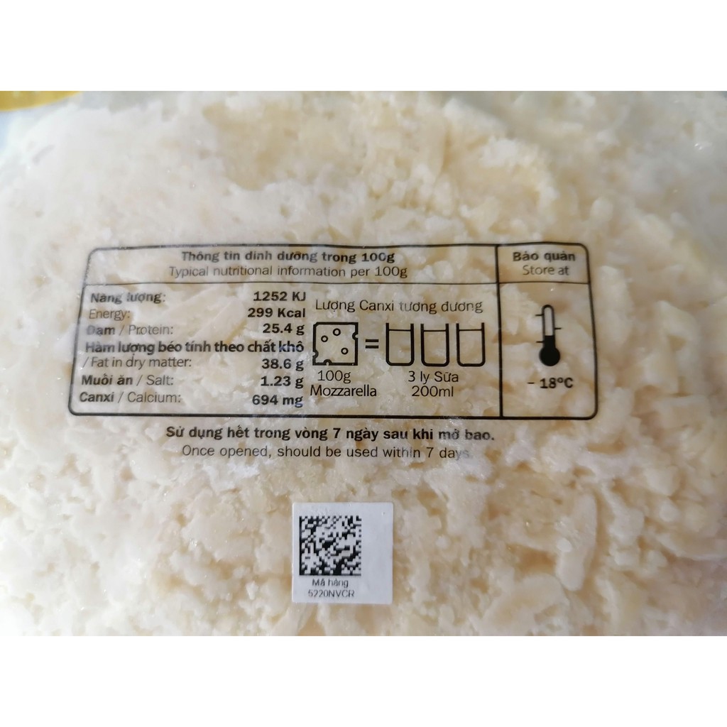 [200g] Phô mai moza bào sợi [Australia] ZELACHI Mozzarella Cheese (n-v-hl) (nw5)