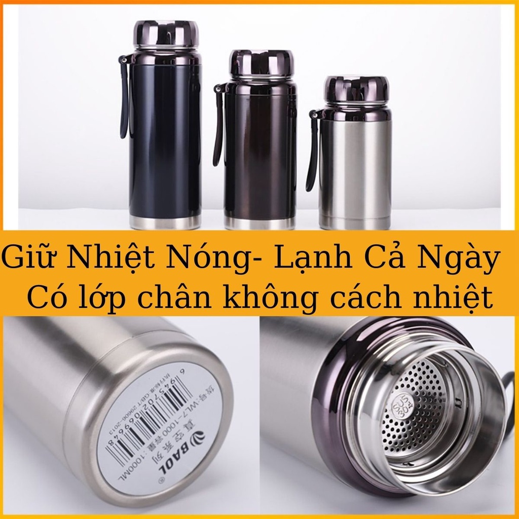 Bình giữ nhiệt nóng lạnh inox 304 lớp chân không cách nhiệt dung tích 600ml,780ml,1000ml ,1200ml,1500ml BaoL