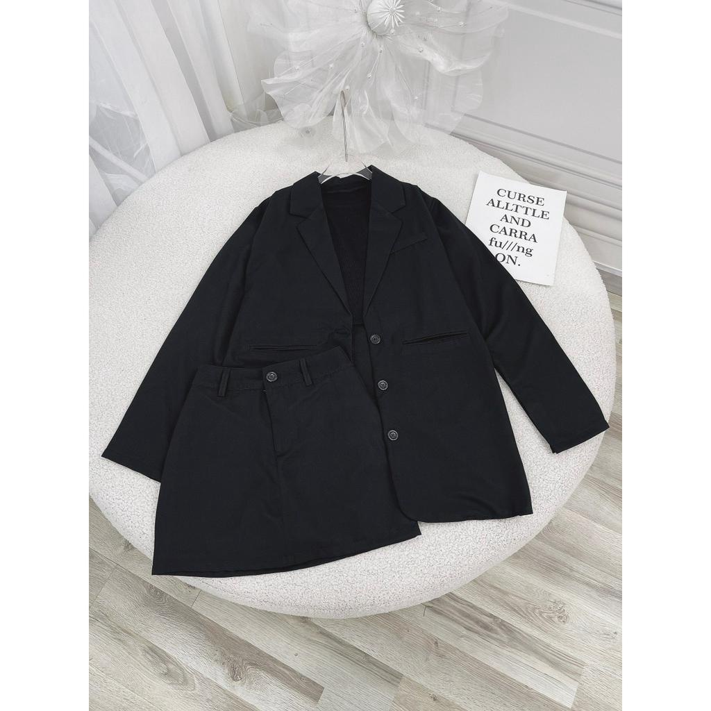 SET VEST 3 MÓN ĐEN: ÁO GÂN + ÁO VEST + CHÂN VÁY ĐEN (TH)
