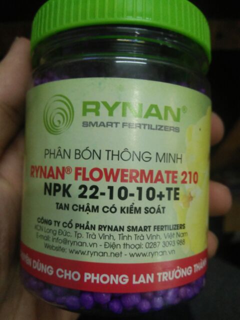 Phân Bón Thông Minh tan chậm Rynan Flowermate 210 NPK 22-10-10+TE Chuyên dùng cho phong lan, cây cảnh (150g)