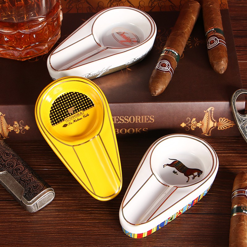 Gạt Tàn Cohiba GA94 Được Làm Bằng Sứ Cao Cấp Họa Tiết Màu Trơn In Logo