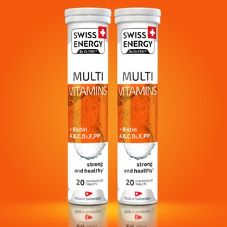 [COMBO] Viên sủi tăng sức đề kháng, hỗ trợ đẹp da và tóc Swiss Energy Multi Vitamins + Biotin (Tuýp 20 viên)