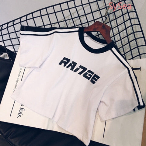 Áo Thun Croptop Tay Cộc Cổ Tròn Phong Cách Hàn Quốc Cho Nữ