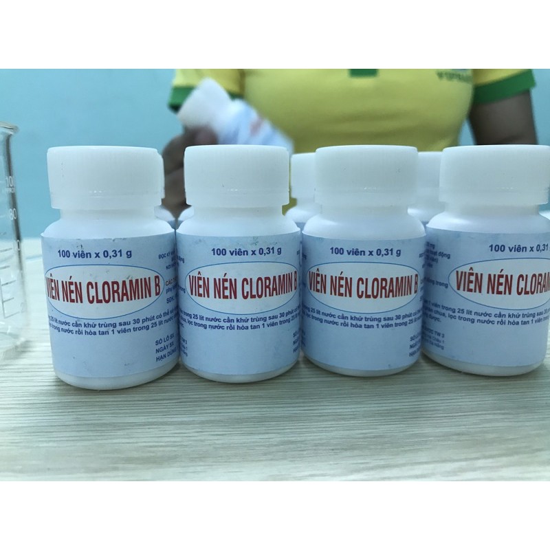 [Chứng nhận Bộ y tế] Cloramin B Ceteco, Chloramine B Dươc TW3 , viên khử khuẩn đồ dùng, tiệt trùng nước (Hũ 100v)