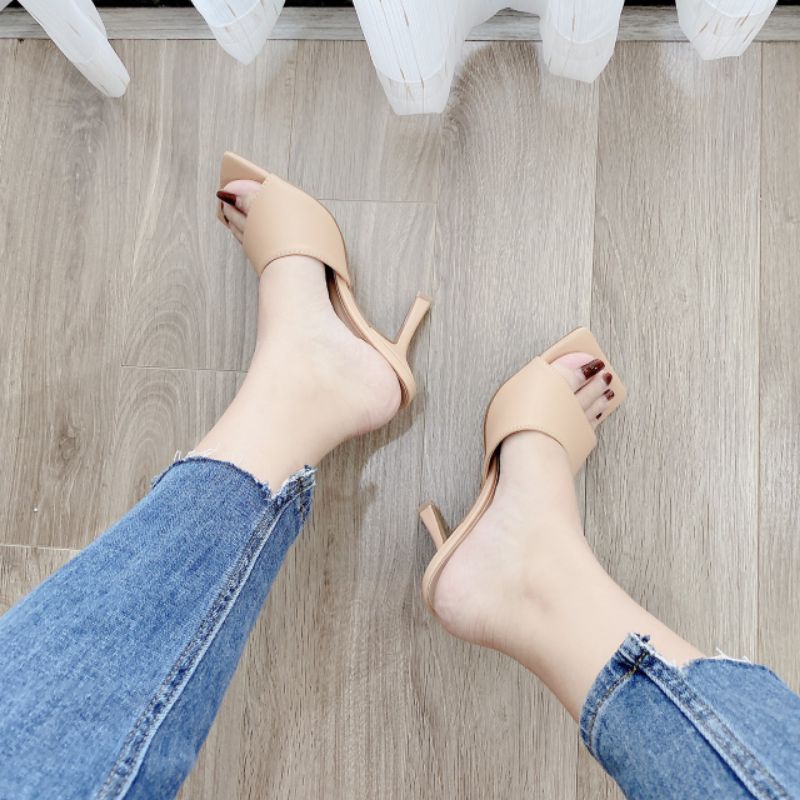 (ẢNH THẬT) Guốc 9p Mũi Vuông Da Mềm Êm Mũi Vuông Fullbox Bill Túi Cao Cấp