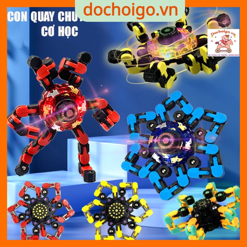 Đồ chơi con quay spiner robot biến hình 6 cánh có đèn led phát sáng đồ chơi giải trí giúp giảm căng thẳng dochoigo.vn
