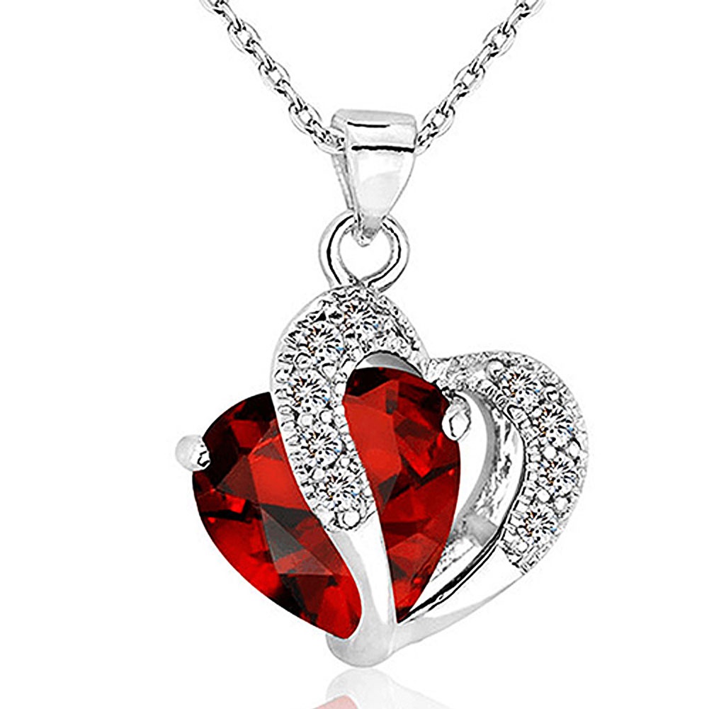 Dây chuyền hợp kim mặt hình trái tim khảm đá màu thanh lịch cho nữ