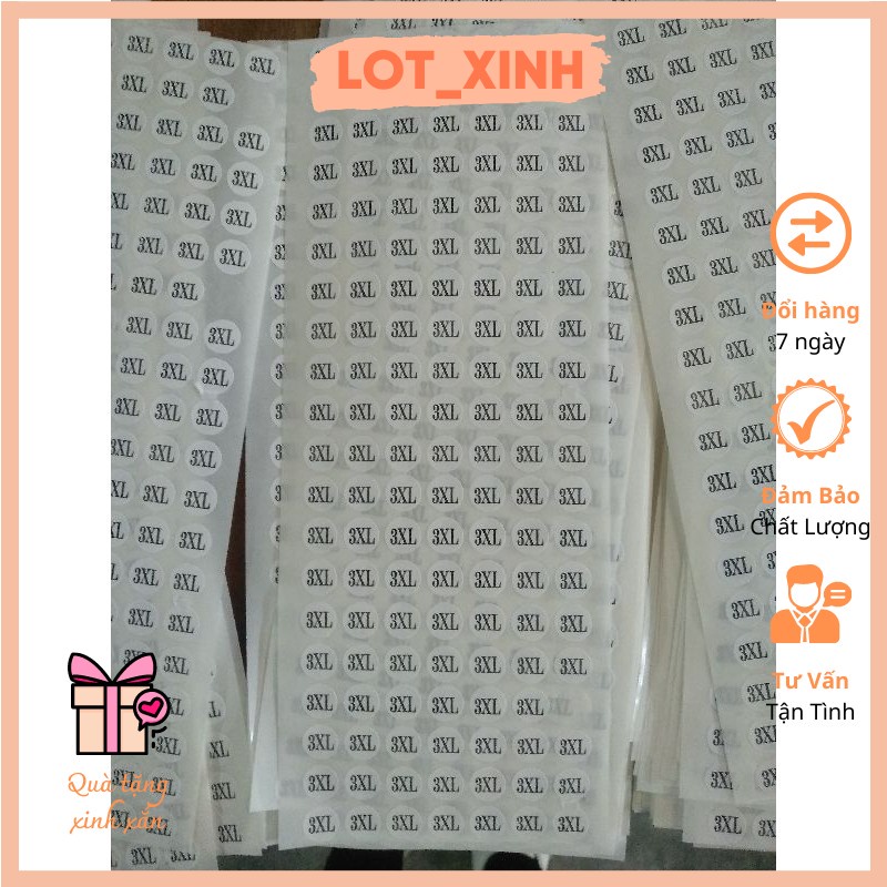 DECAL TEM SIZE _ DÁN SIZE QUẦN ÁO _140 MIẾNG DECAL SIZE _NHẬN IN NHÃN MÁC THEO YÊU CẦU_