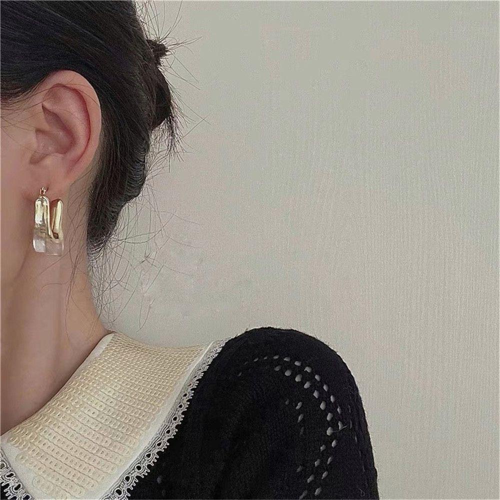 1 Đôi Bông Tai Hình Chữ U Thời Trang Dành Cho Nữ|Túi Đựng Đồ Trong Suốt Tiện Lợi